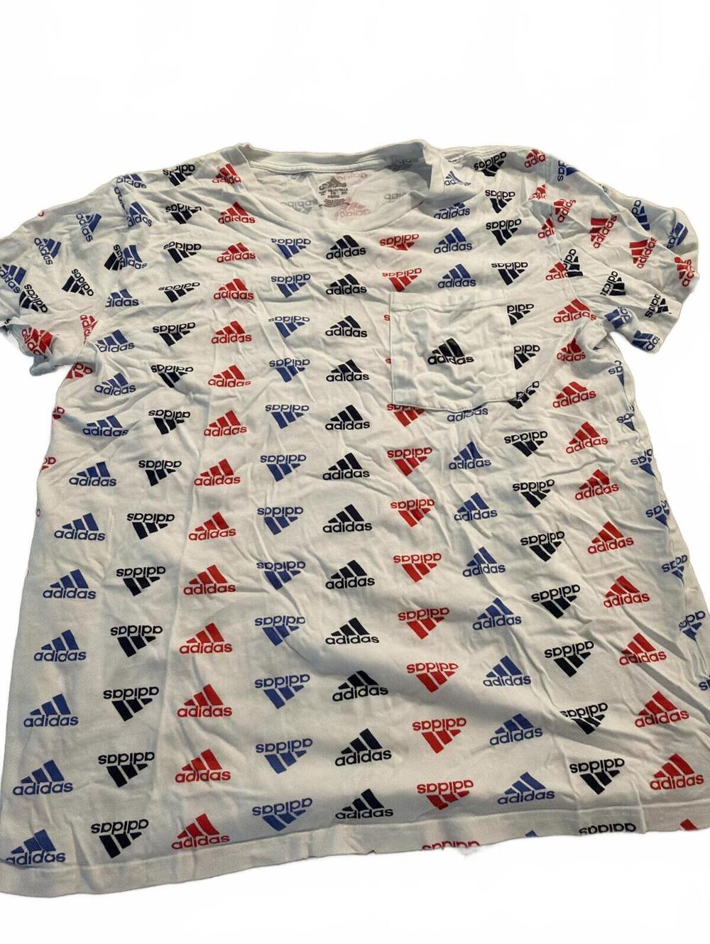Adidas Boys XL White Logo Print T-Shirt